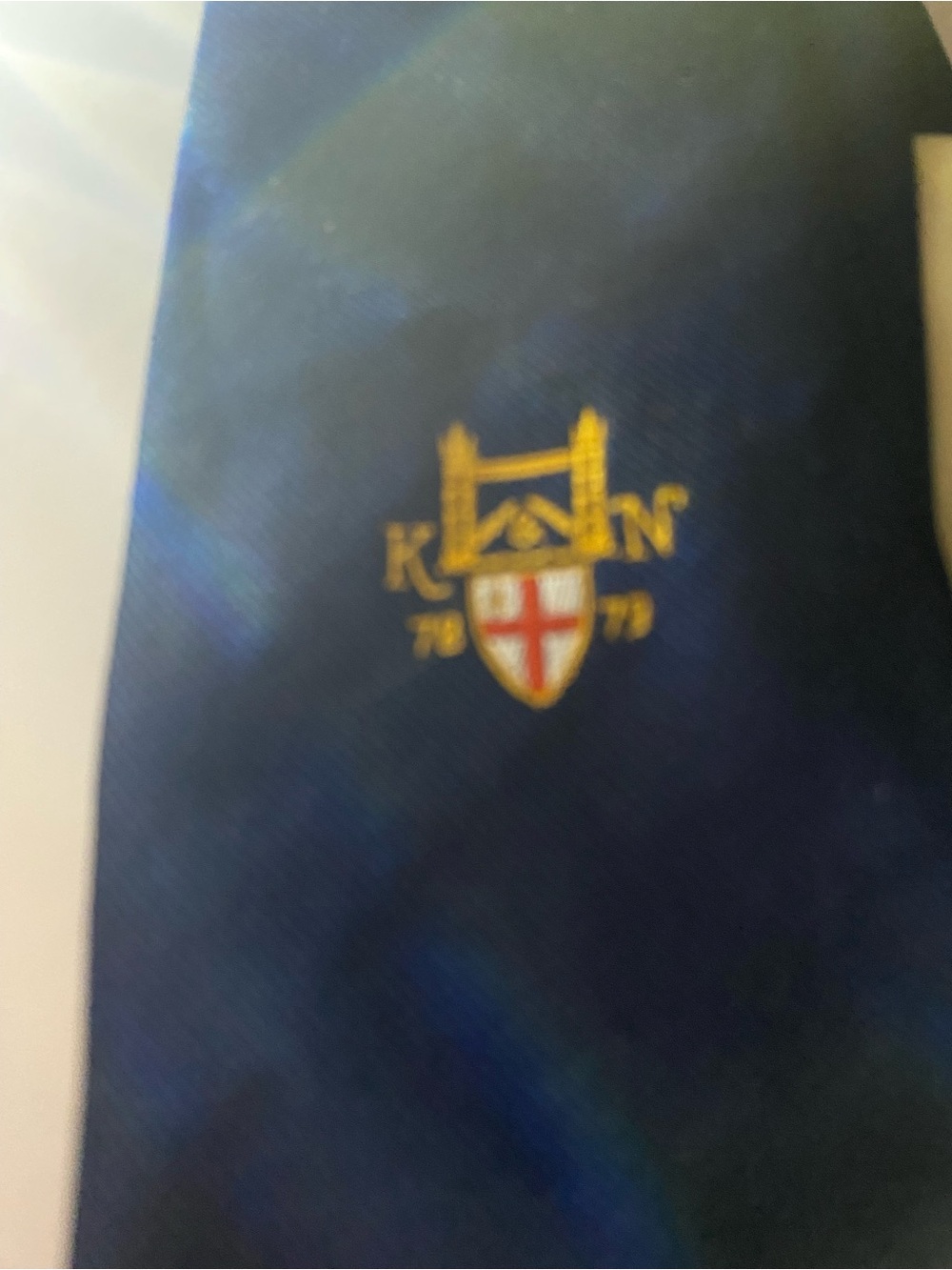 Navy Crest Embroidered Men's Tie